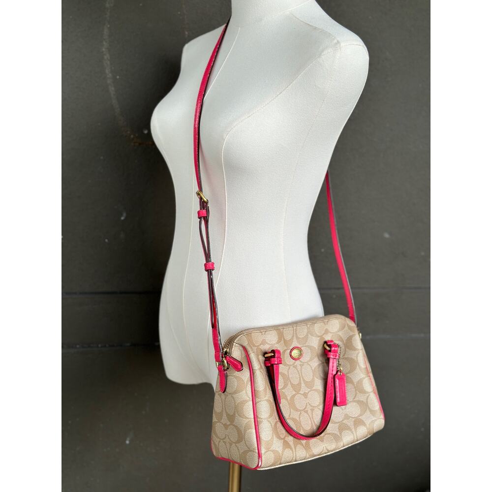 Coach Peyton Signature Bennett Mini Satchel Handbag Crossbody Bag Canvas Leather